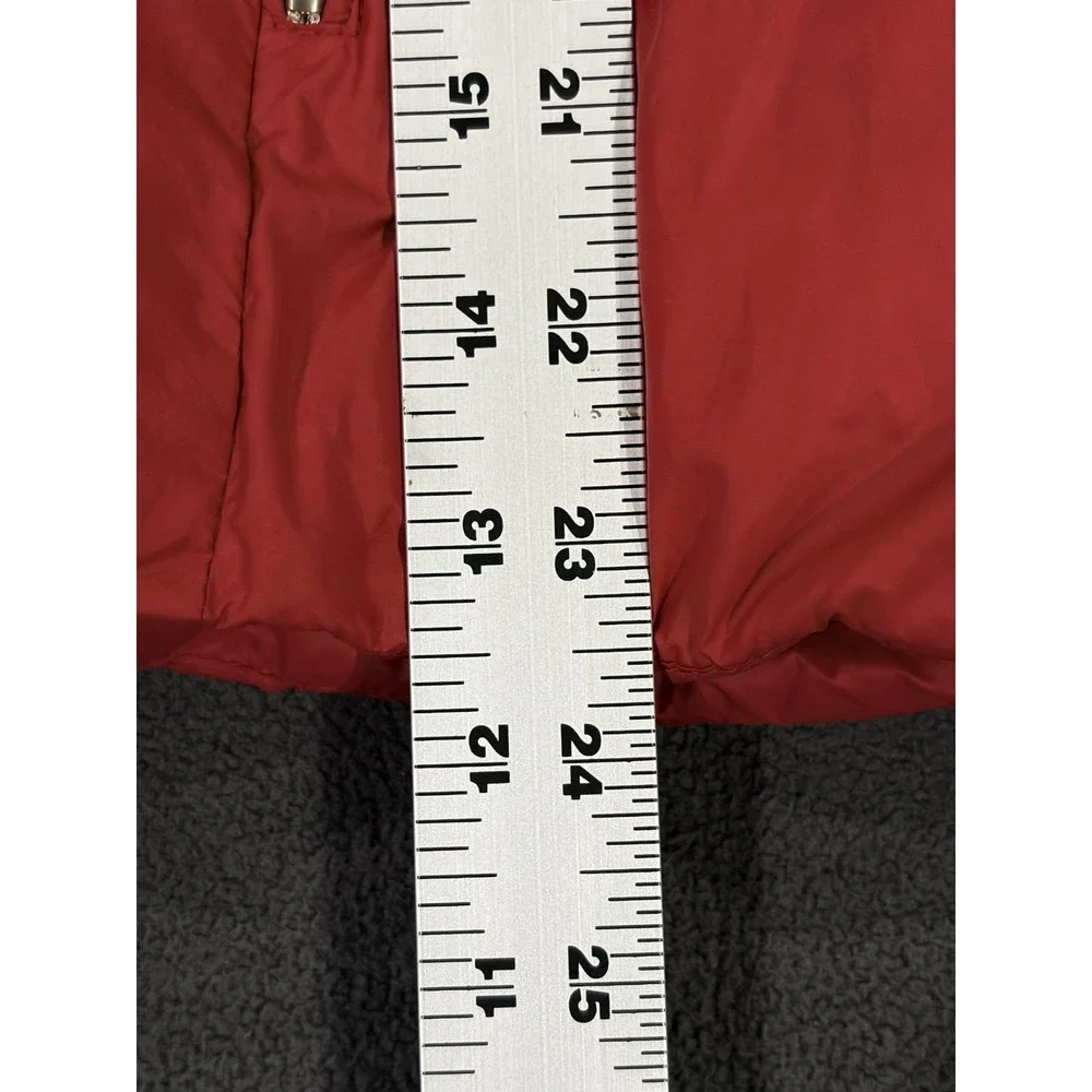 Michael Kors Packable Puffer Jacket Womens Small Red Lined Down Hooded Full Zip